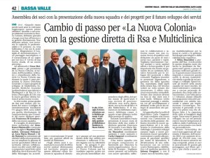 articolo bassa valle su nuova colonia nuova gestione diretta